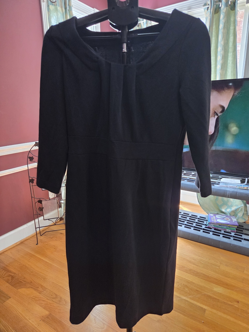 Lands' End Black Long Sleeve Sheath Dress